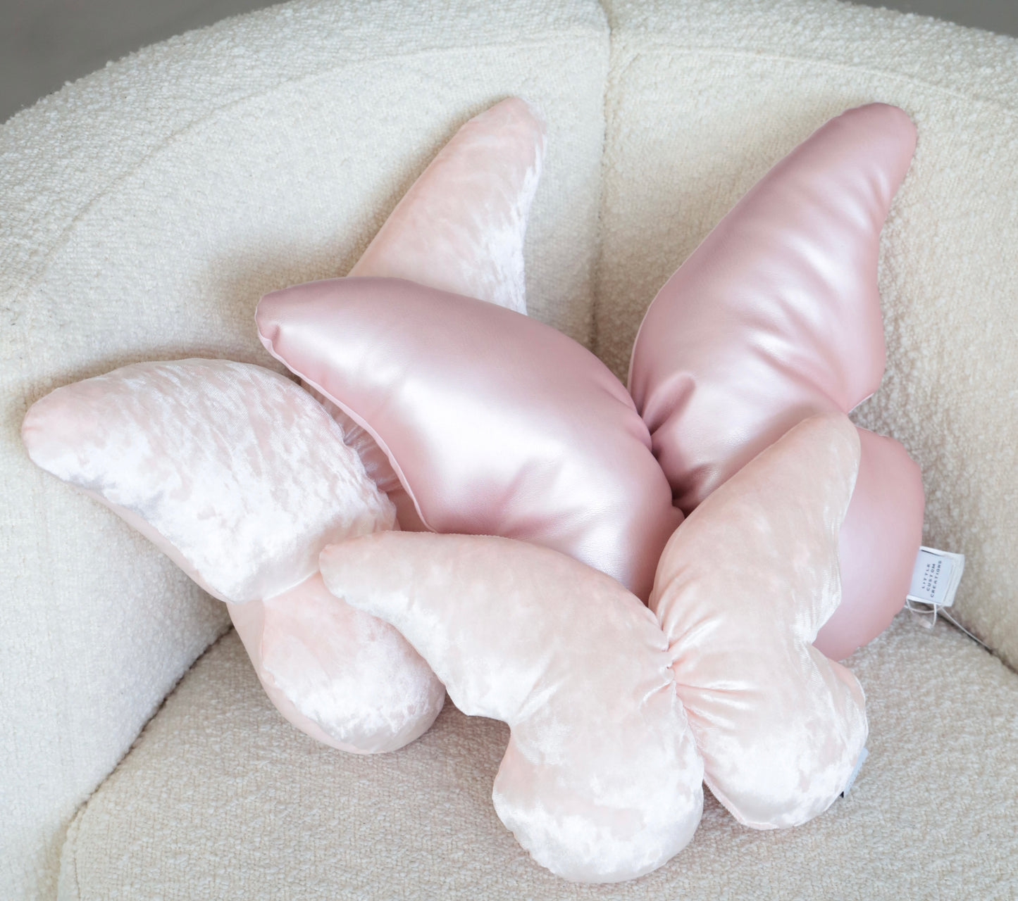 Butterfly Cushion Leatherette Metallic Rose