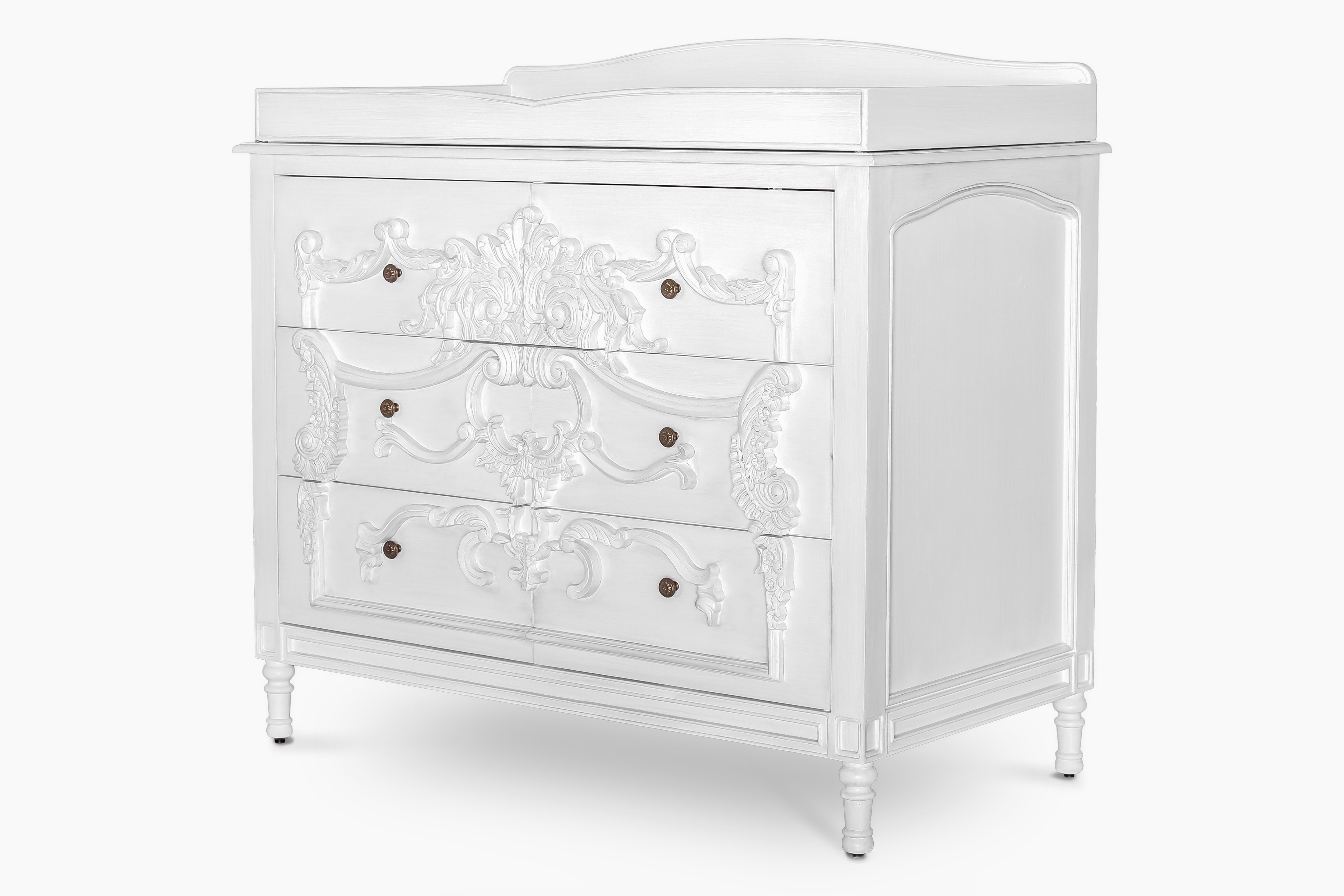 La Leena - 6-Drawer Dresser & Topper Set - Front Carving - Grey Wash
