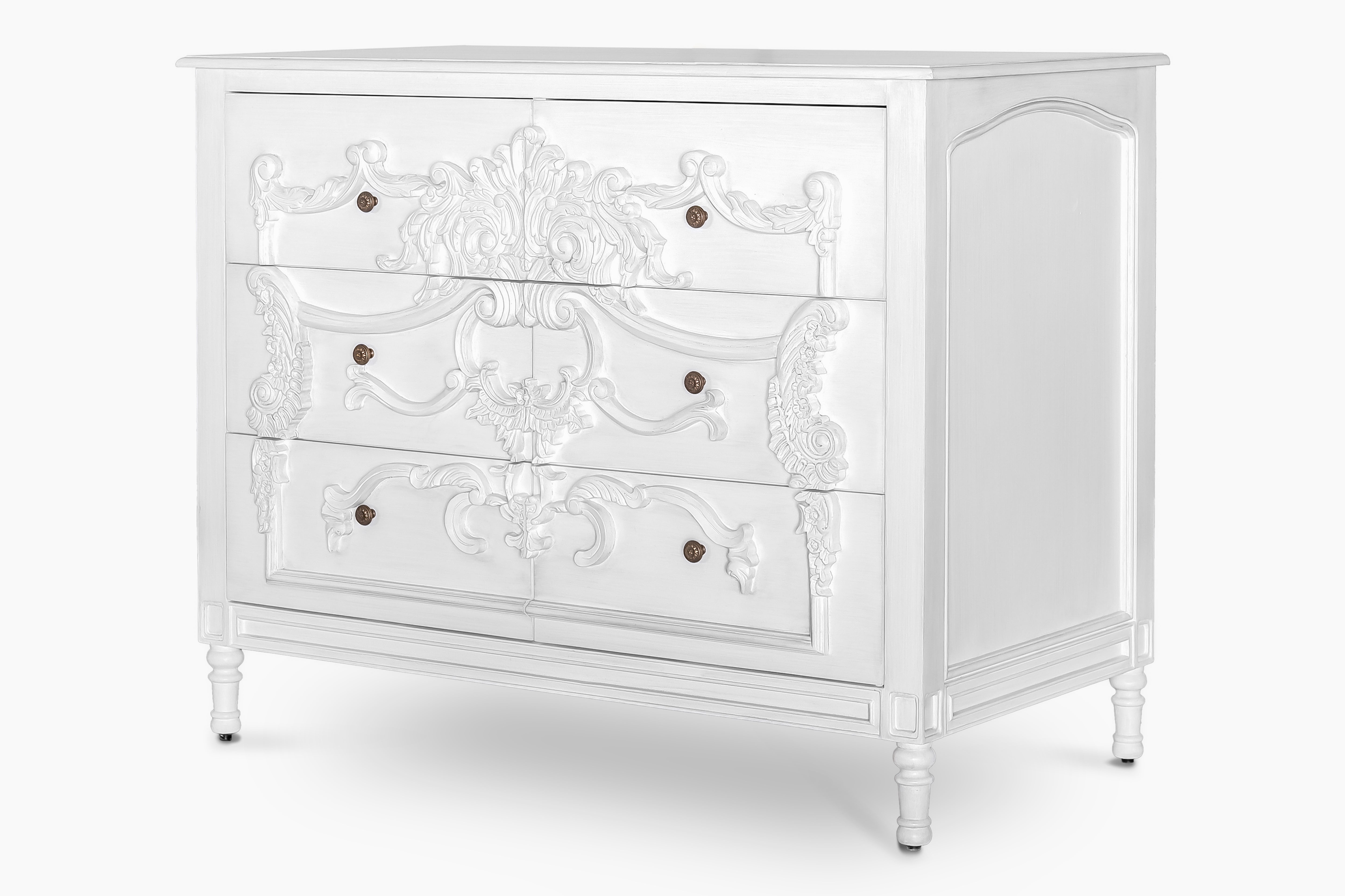 La Leena - 6-Drawer Dresser & Topper Set - Front Carving - Grey Wash