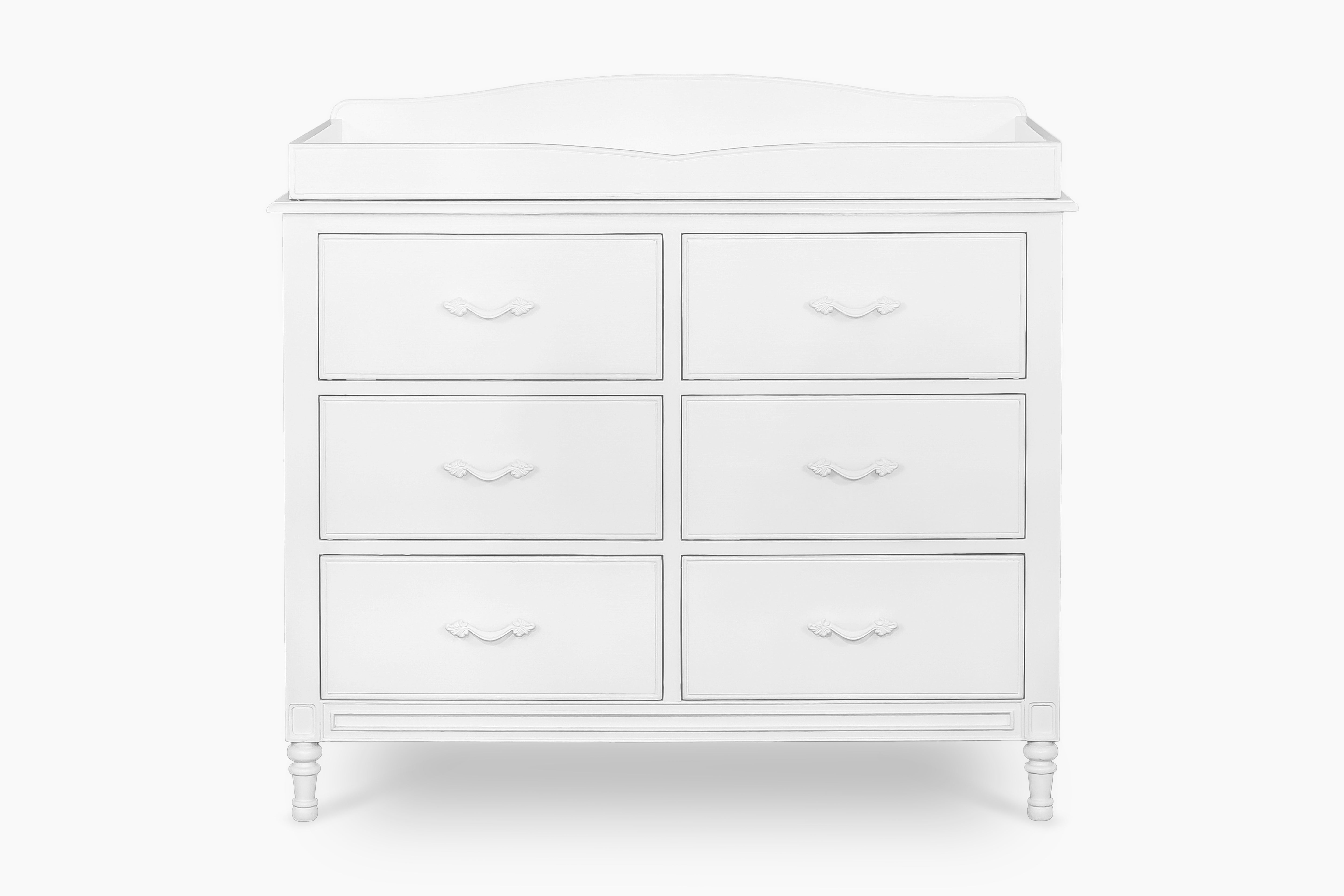 La Leena - 6-Drawer Dresser & Topper Set - Side Carving - White Wash