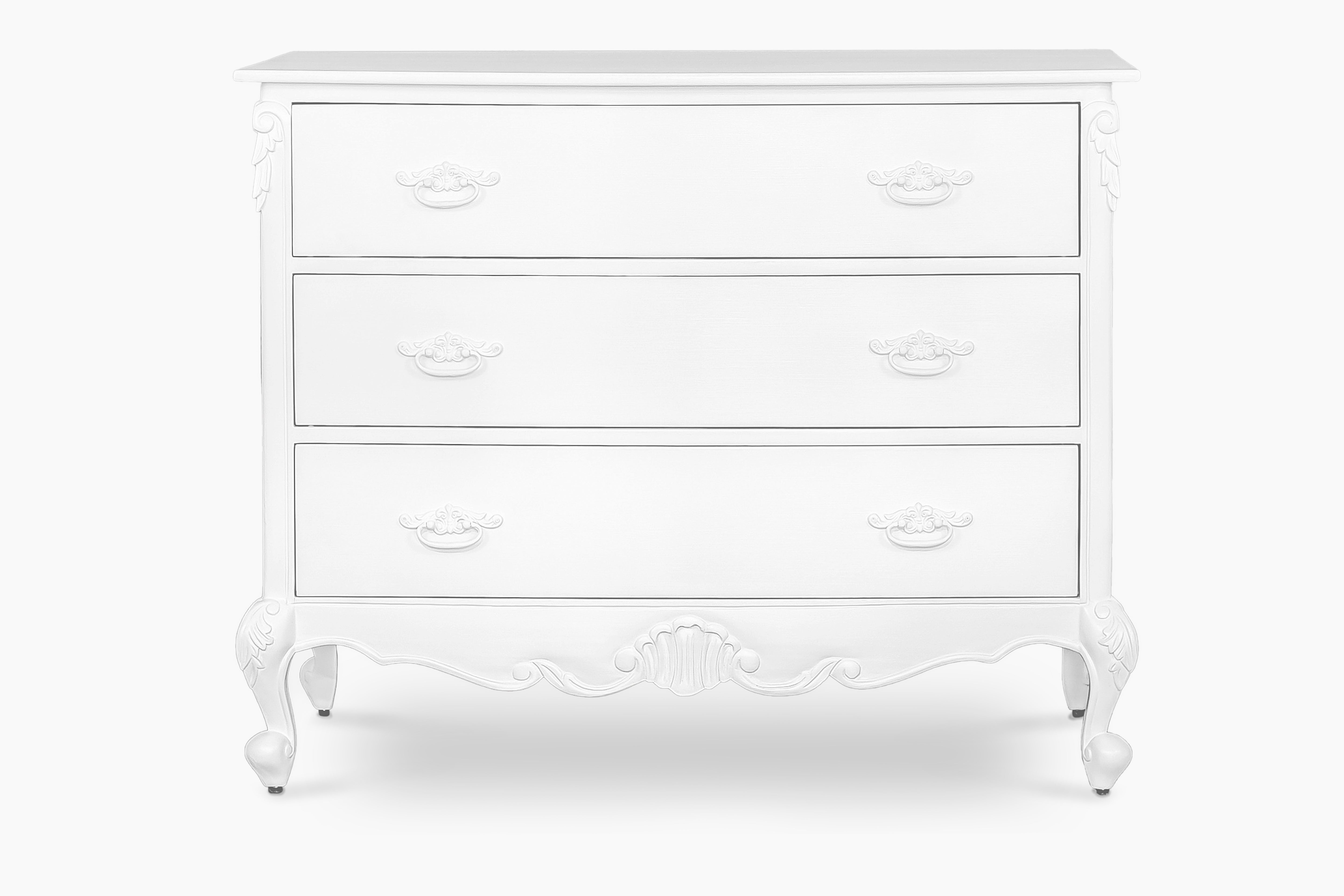 La Leena - 6-Drawer Dresser & Topper Set - No Carving - White Wash