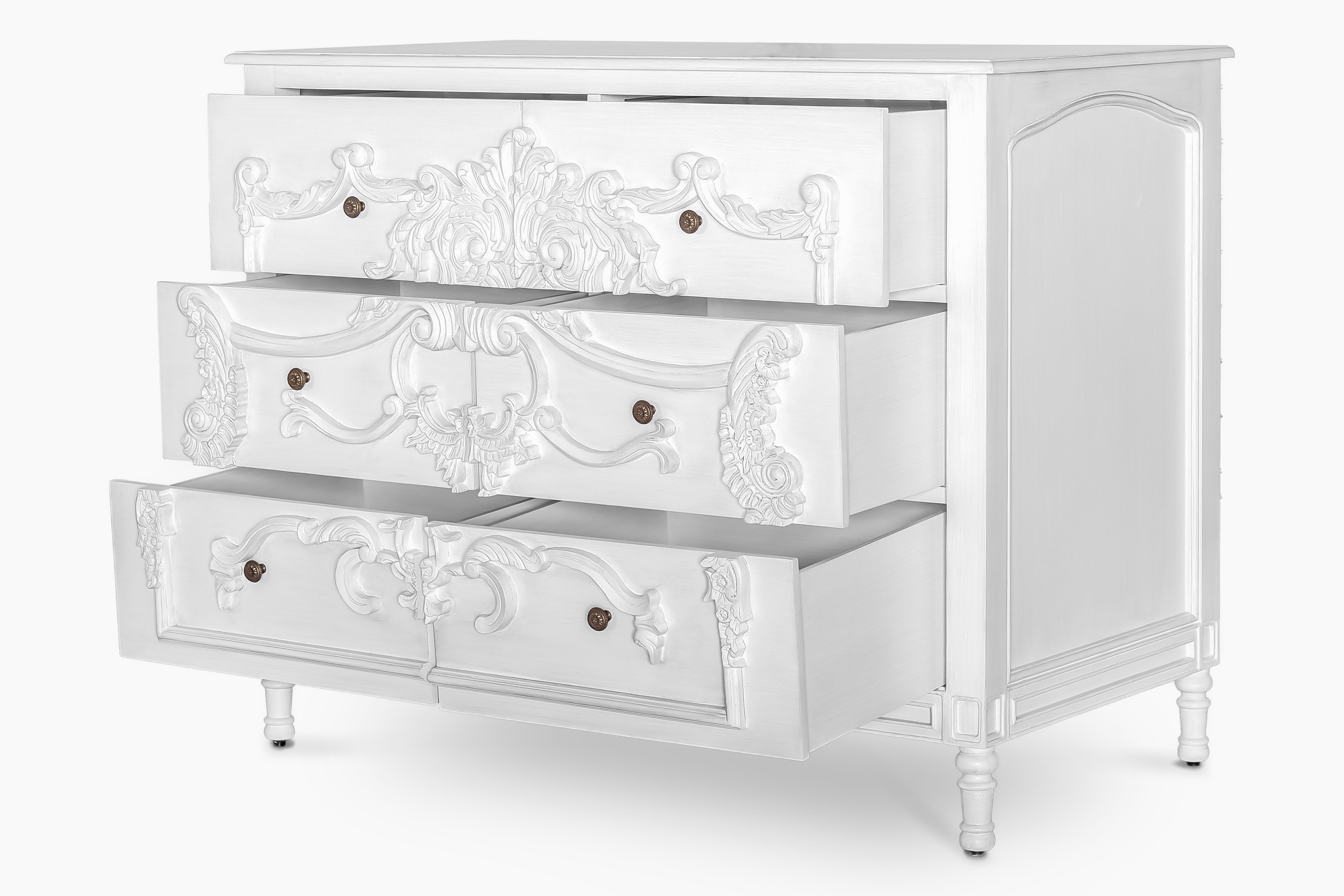 La Leena - 6-Drawer Dresser & Topper Set - Front Carving - Grey Wash