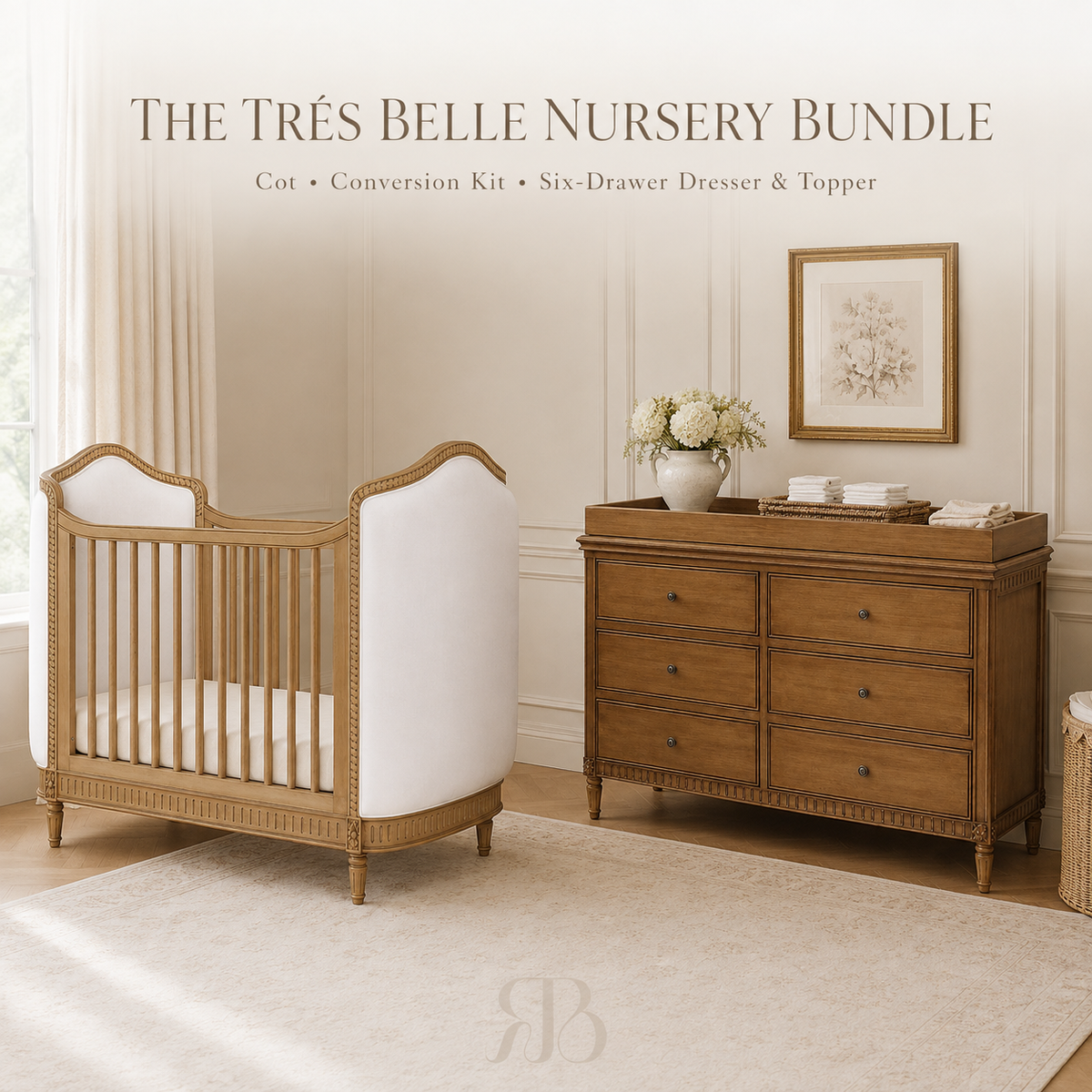 Trés Belle Nursery Furniture Bundle — Timberwash & Pearl Velvet