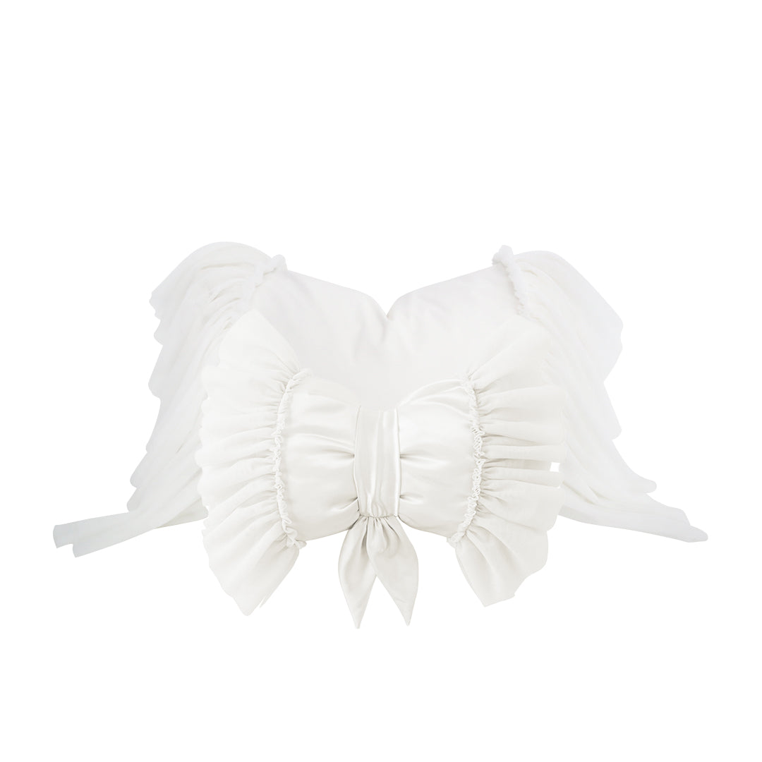 DREAMY PILLOWCASE + BOW CUSHION SET WHITE